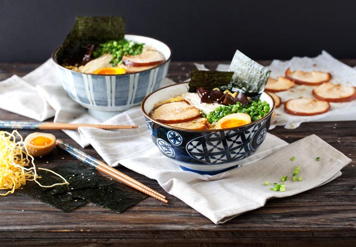 Tonkotsu Ramen - Rich, delicious pork & chicken broth with fresh noodles, soft yolk eggs & smelt in the mouth pork belly. The ultimate comfort food.