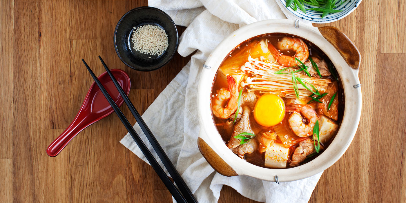 Korean Kimchi Stew with Beef, Shrimp & Tofu | Curious Nut