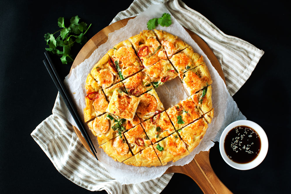 Savory Korean Shrimp Pancake - crispy on the outside & lightly chewy inside. So delicious it's great for any meals or snack.