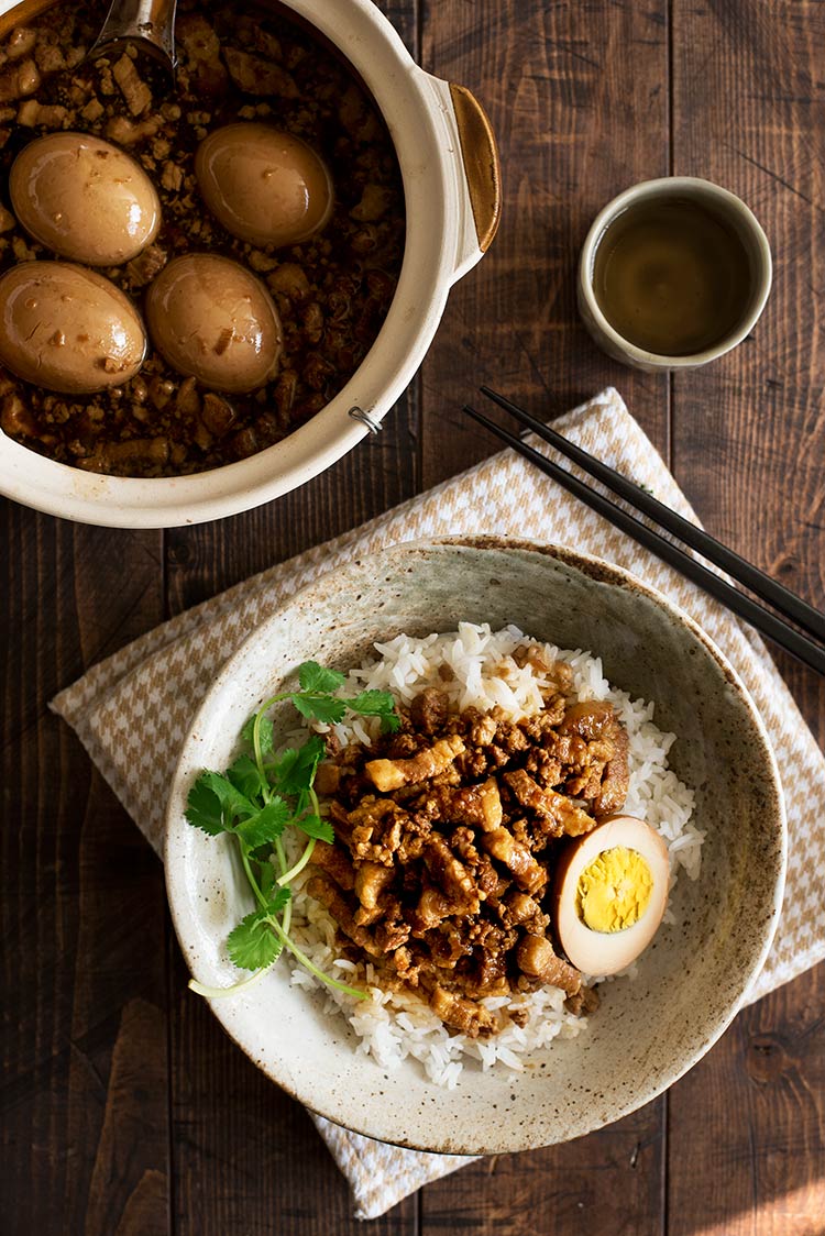 Taiwanese comfort food at its best. Melt in the mouth pork braised in a gorgeous thick sweet & savory sauce. So addictive you can't stop eating.