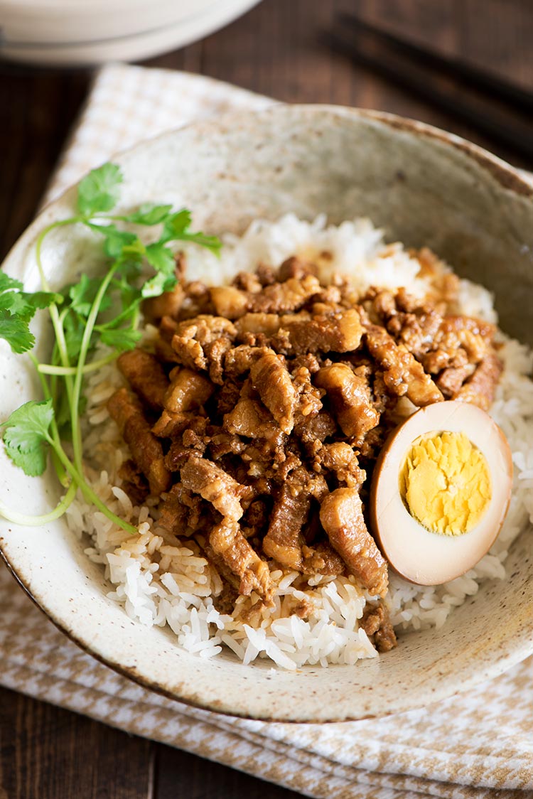 Taiwanese comfort food at its best. Melt in the mouth pork braised in a gorgeous thick sweet & savory sauce. So addictive you can't stop eating.