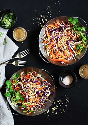 Asian Slaw With Peanut-Ginger Dressing