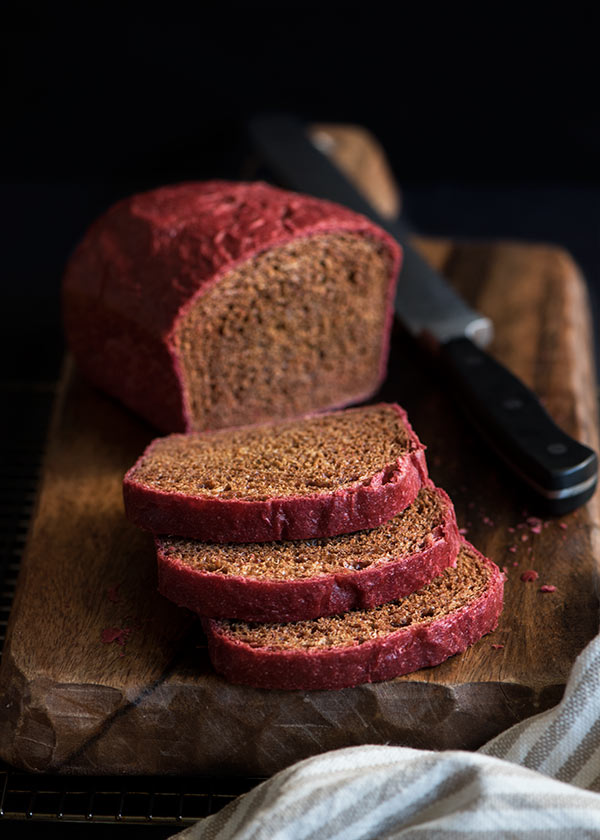  Pink bread! Freshly baked soft and lightly chewy with a hint of earthy beetroot flavor.