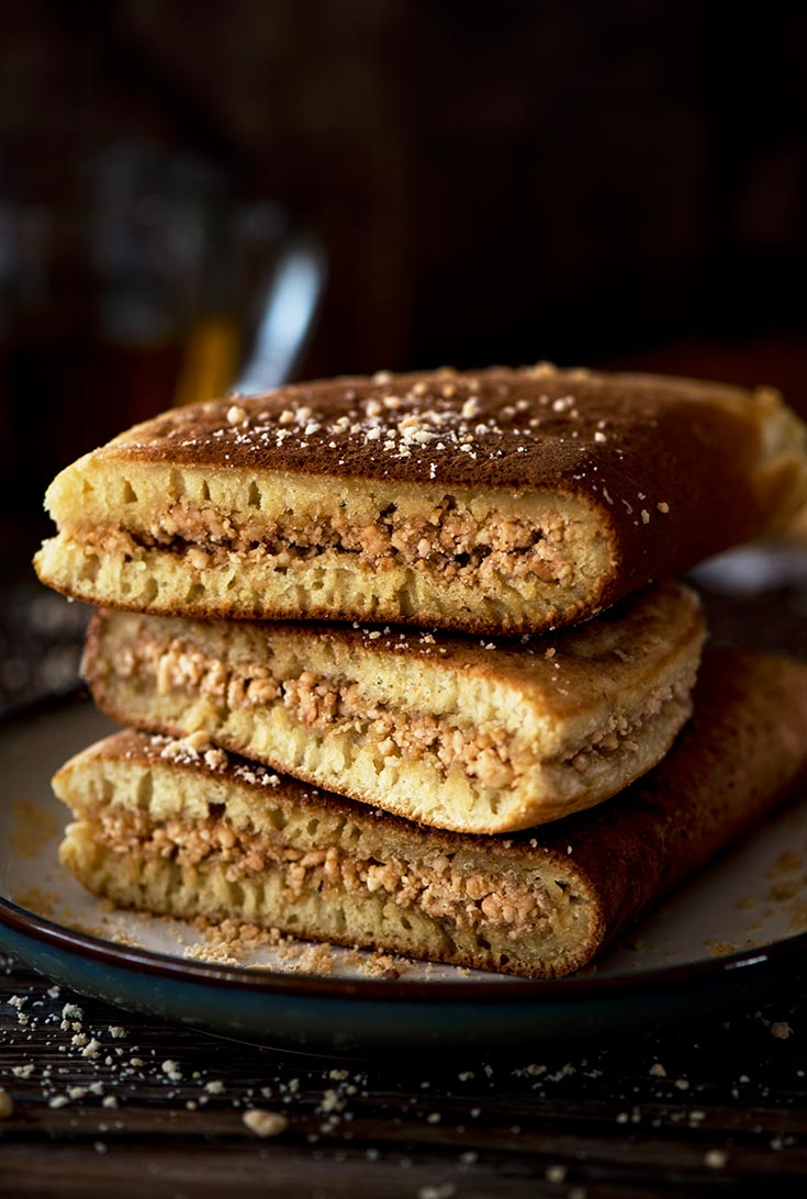 Apam Balik (Malaysia Peanut Pancake Turnover) - Apam Balik is a soft fluffy & moist sweet Malaysian peanut pancake turnover stuffed with a sugary, buttery peanut filling.