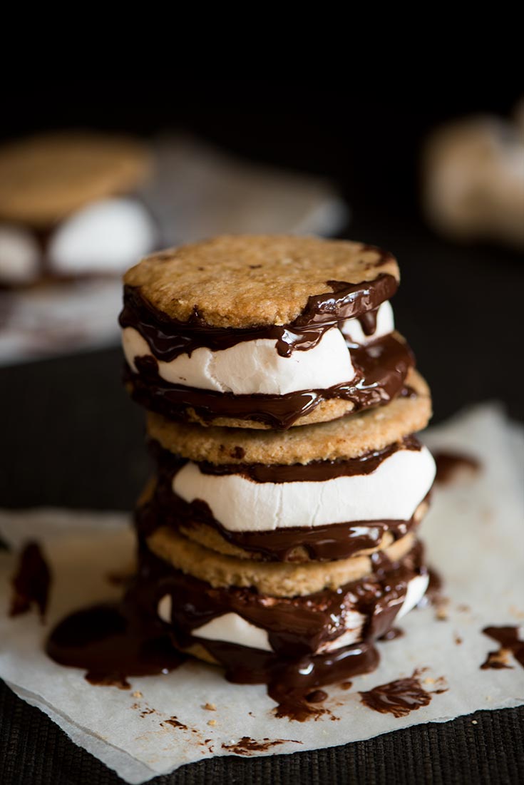Ooey gooey marshmallow and rich dark chocolate sandwiched between two crisp, light and tender digestive biscuits.