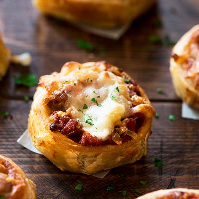Cheesy Slopyy Joe Puff Pastry Rolls